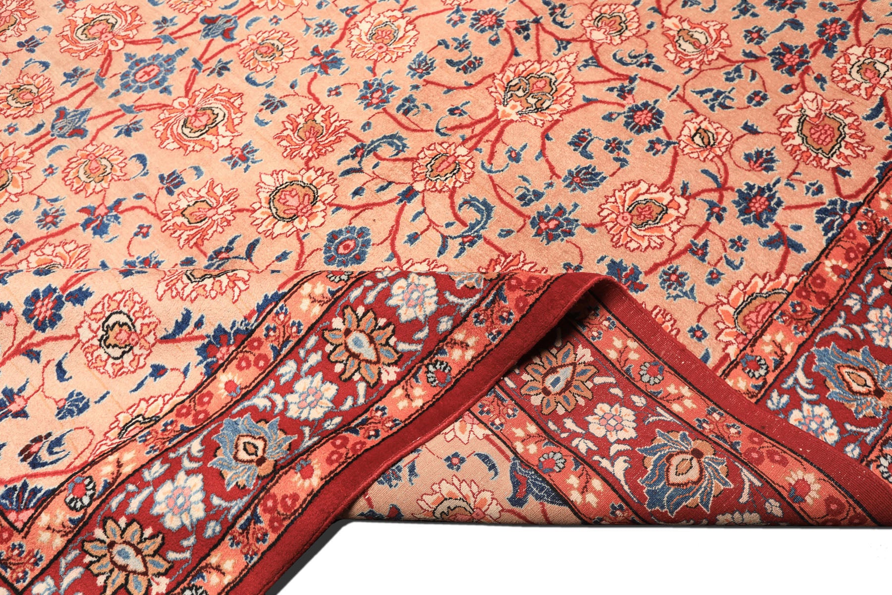 9x12 Peach, Blush, Red Color Hand Knotted Birjand Wool Traditional Oriental Rug