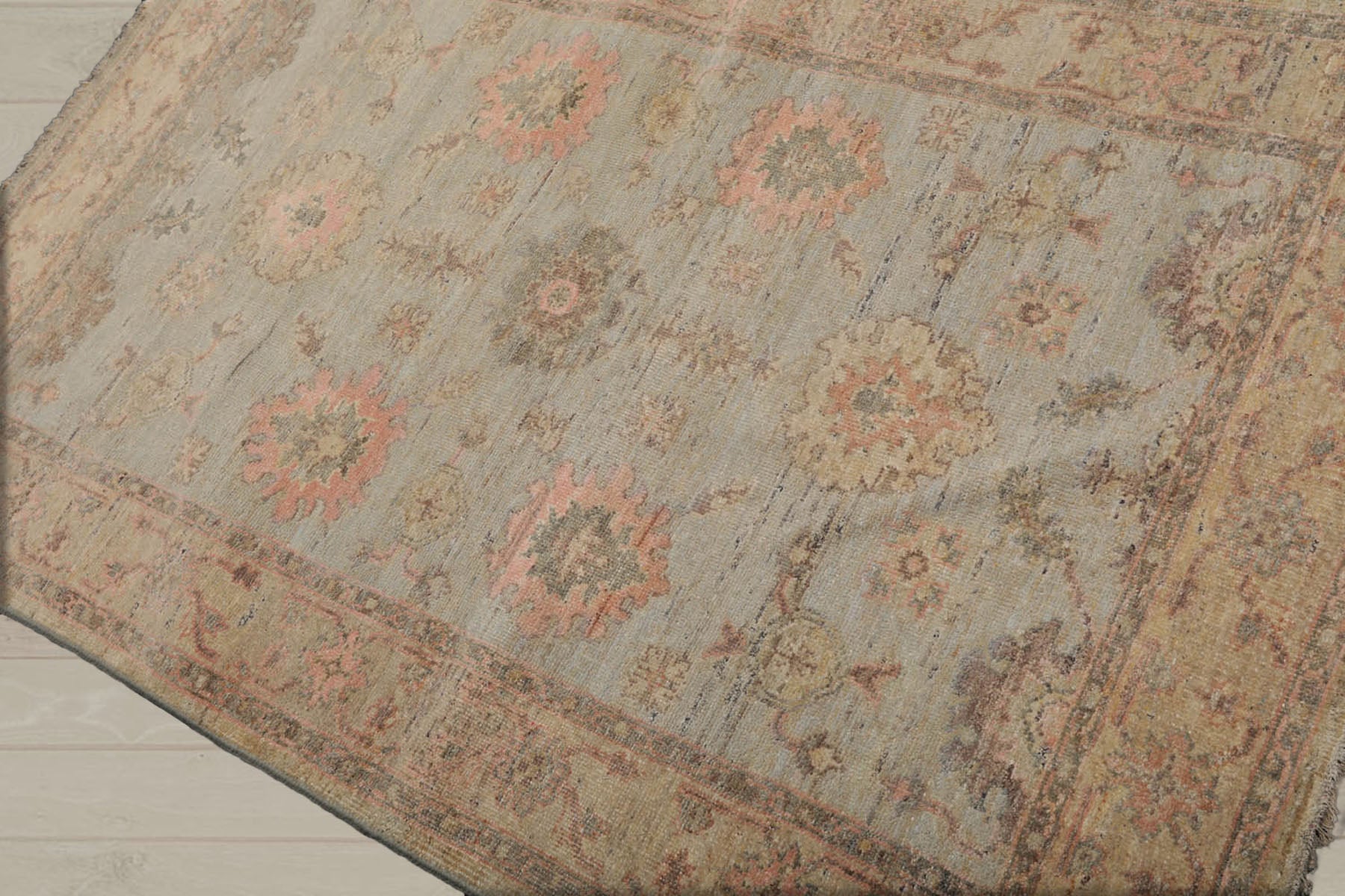 4x6 Mint, Pistacchio, Blush Color Hand Knotted Afghan Oushak 100% Wool Traditional Oriental Rug