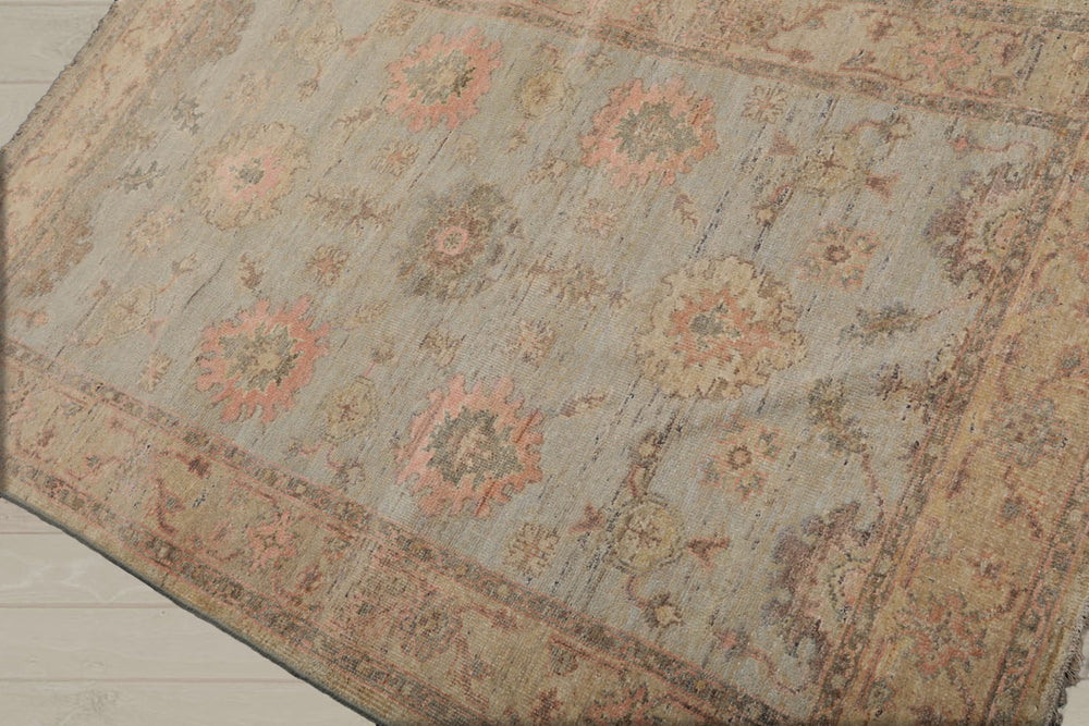4x6 Mint, Pistacchio, Blush Color Hand Knotted Afghan Oushak 100% Wool Traditional Oriental Rug