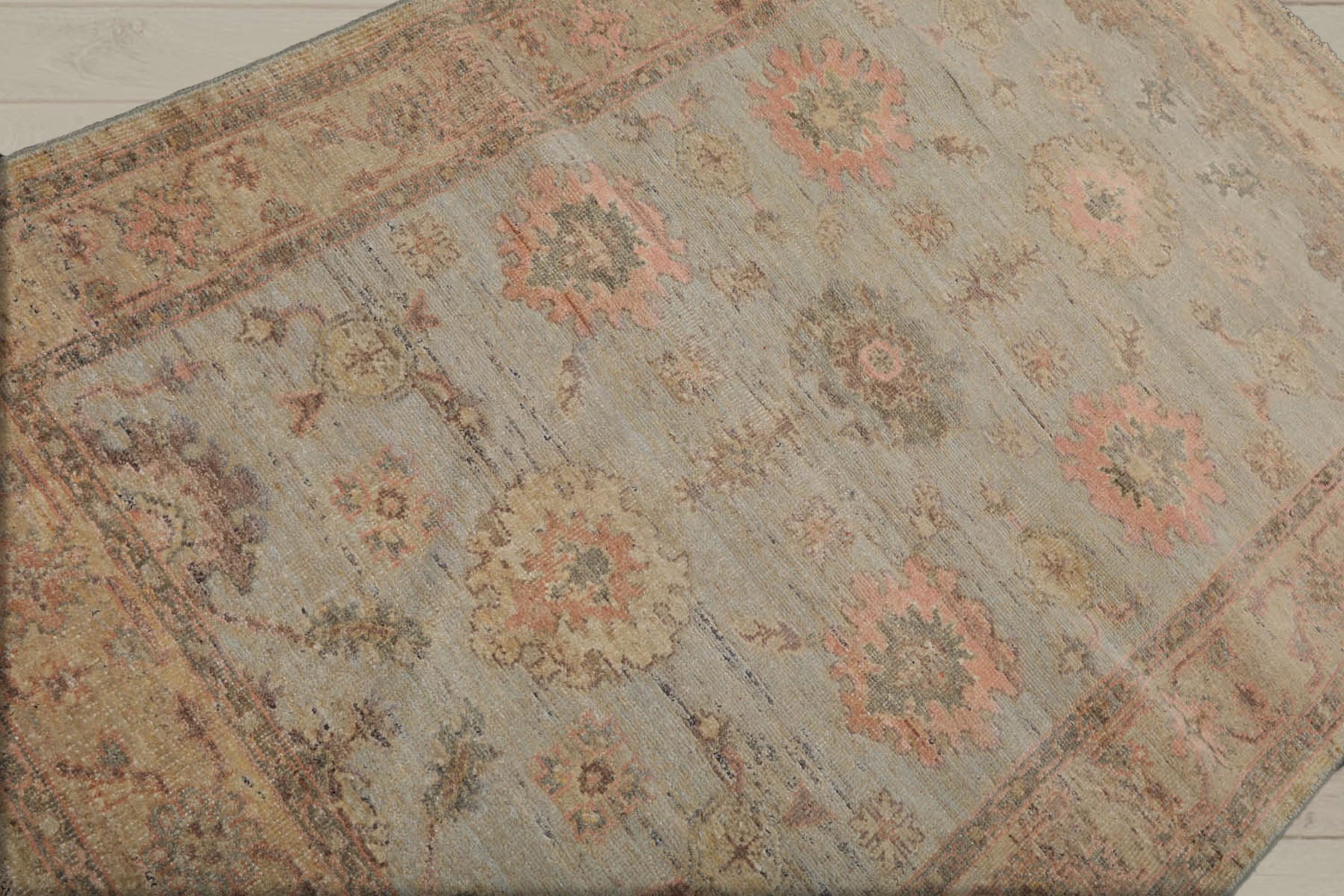 4x6 Mint, Pistacchio, Blush Color Hand Knotted Afghan Oushak 100% Wool Traditional Oriental Rug