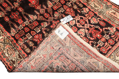 3x12 Charcoal, Ivory, Coral Color Hand Knotted Birjand Wool Traditional Oriental Rug