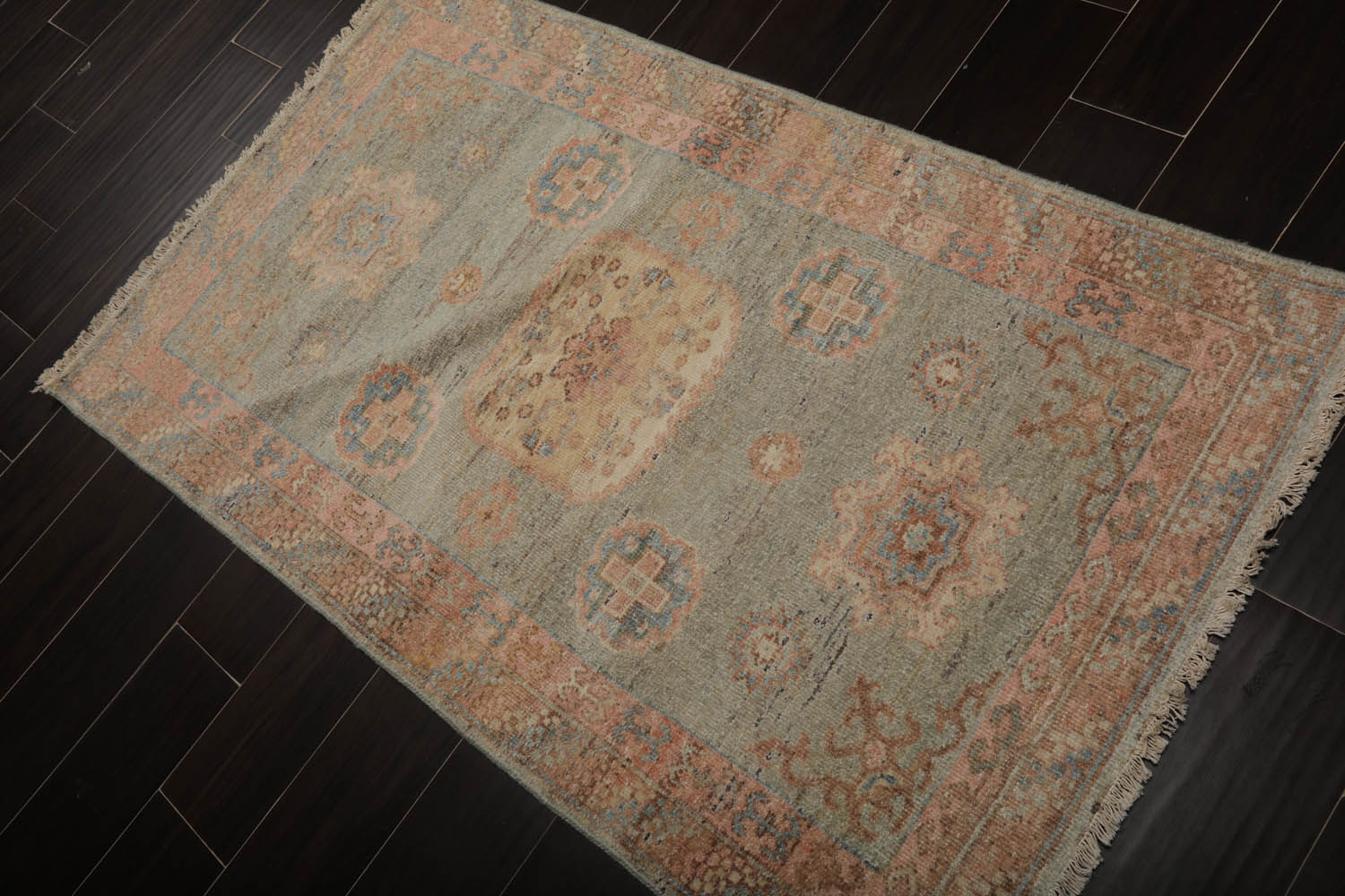 3x5 Sea Foam, Blush, Beige Color Hand Knotted Afghan Oushak 100% Wool Traditional Oriental Rug