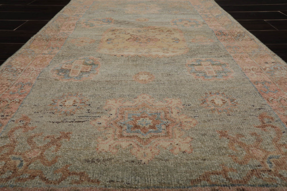 3x5 Sea Foam, Blush, Beige Color Hand Knotted Afghan Oushak 100% Wool Traditional Oriental Rug