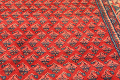 Runner Coral, Ivory, Aqua Color Hand Knotted Kurdish Bidjar Herati Wool Traditional Oriental Rug
