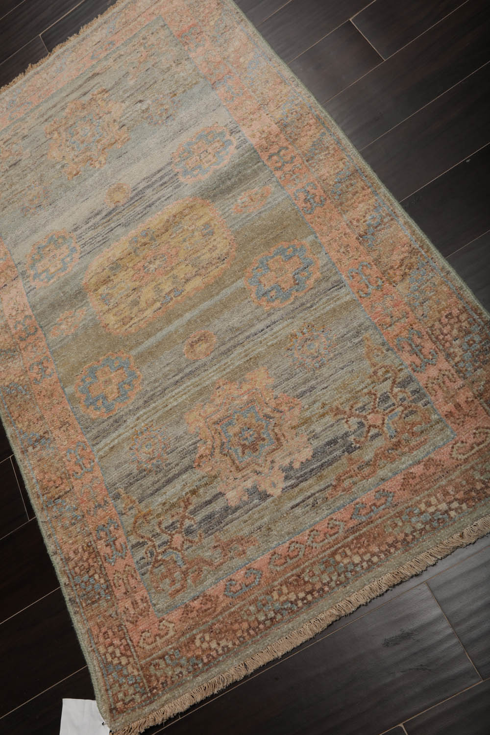 3x5 Sea Foam, Blush, Blue Color Hand Knotted Oushak 100% Wool Traditional Oriental Rug