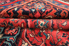 7x12 Wine, Navy, Turquoise Color Hand Knotted Tabriz Wool Traditional Oriental Rug