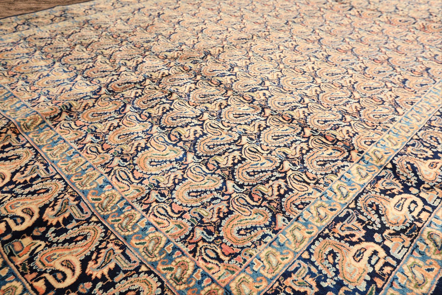 6x9 Navy, Ivory, Blue Color Hand Knotted Khorassan Wool Traditional Oriental Rug