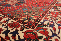 7x10 Red, Ivory, Blue Color Hand Knotted Ghom Wool Traditional Oriental Rug