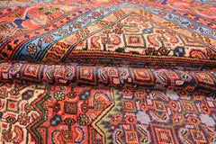 6x9 Navy, Orange, Blue Color Hand Knotted Meshkin Wool Traditional Oriental Rug