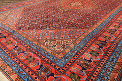 6x9 Navy, Orange, Blue Color Hand Knotted Meshkin Wool Traditional Oriental Rug