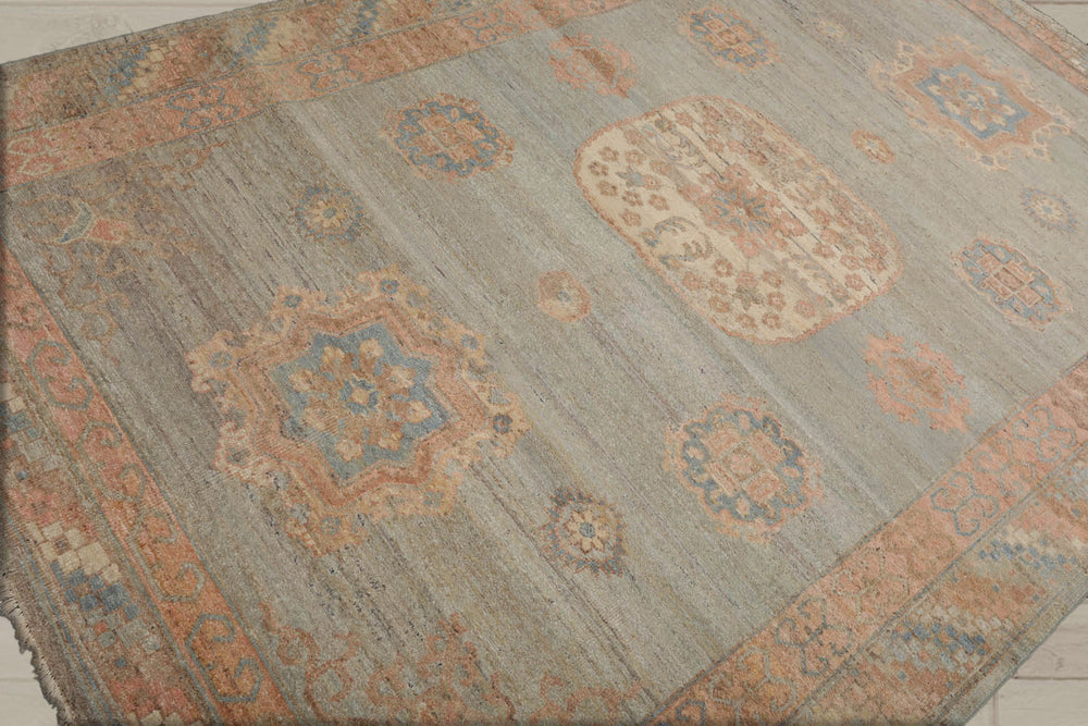 6x9 Mint, Blush, Ivory Color Hand Knotted Afghan Oushak 100% Wool Traditional Oriental Rug