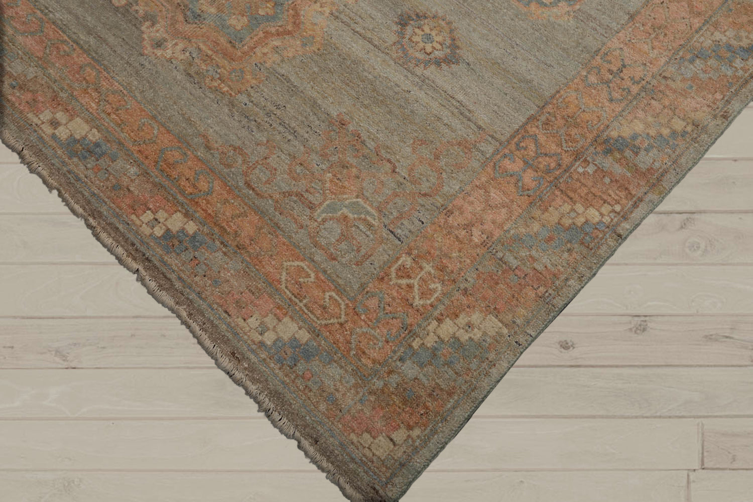 6x9 Mint, Blush, Ivory Color Hand Knotted Afghan Oushak 100% Wool Traditional Oriental Rug