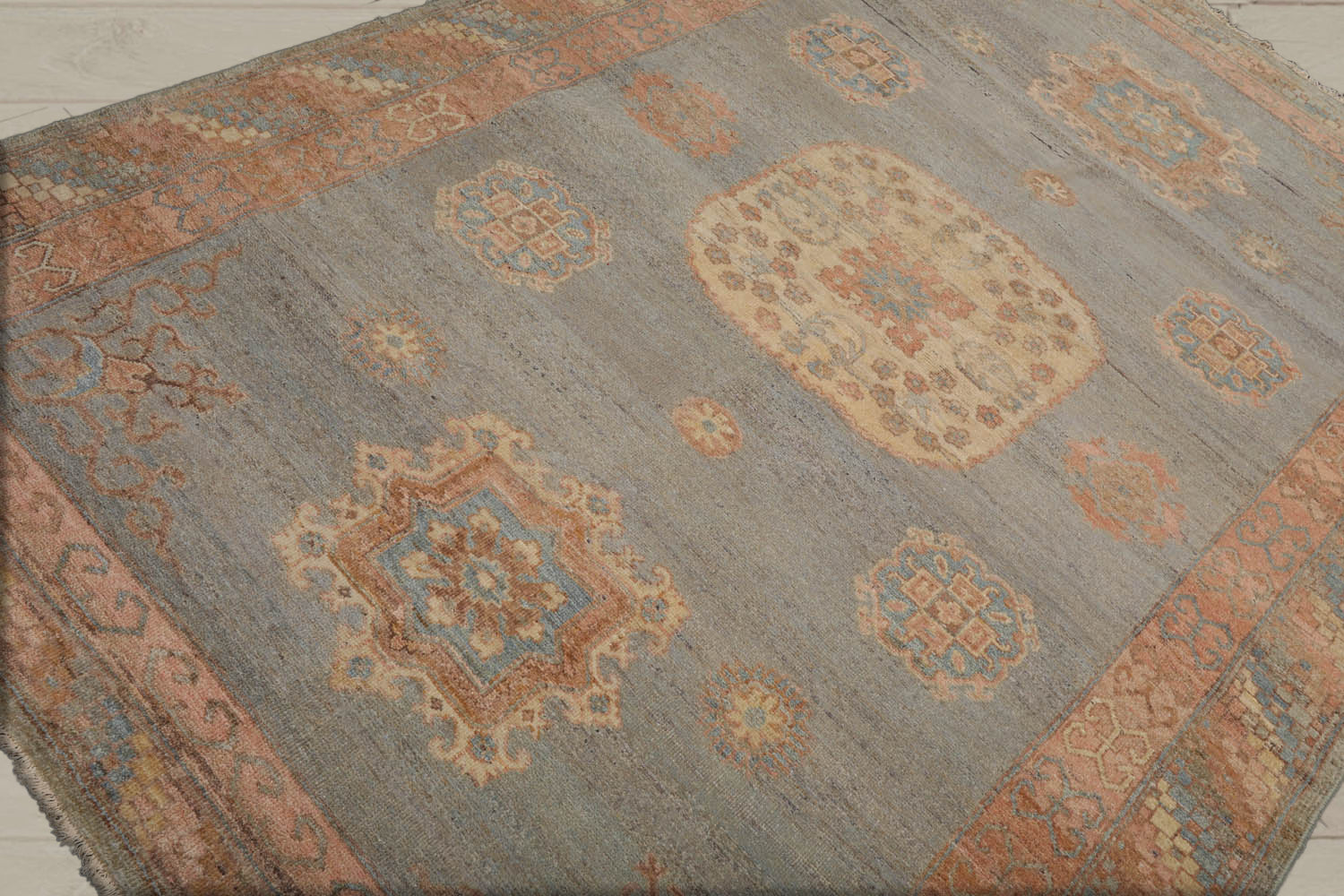 6x9 Mint, Blush, Ivory Color Hand Knotted Afghan Oushak 100% Wool Traditional Oriental Rug