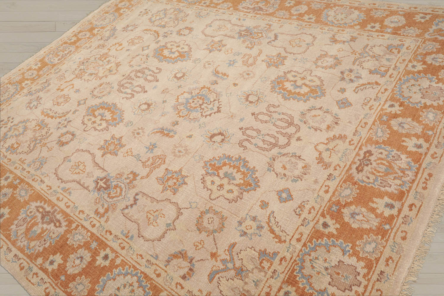 8x10 Tan, Caramel, Taupe Color Hand Knotted Oushak Wool Traditional Oriental Rug