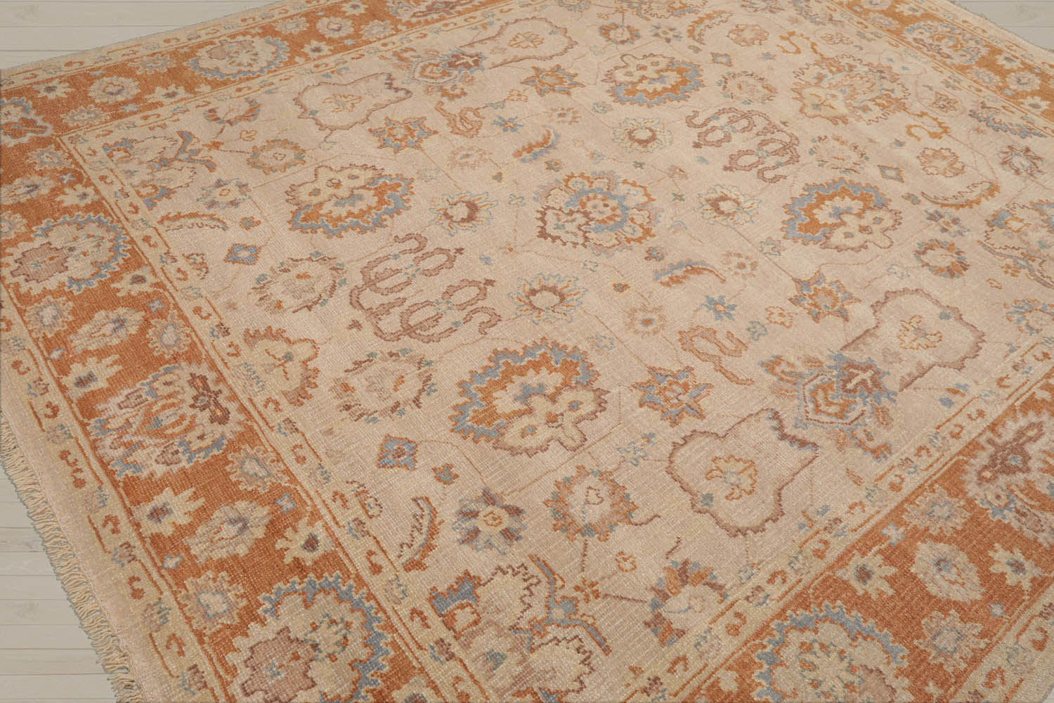 8x10 Tan, Caramel, Taupe Color Hand Knotted Oushak Wool Traditional Oriental Rug