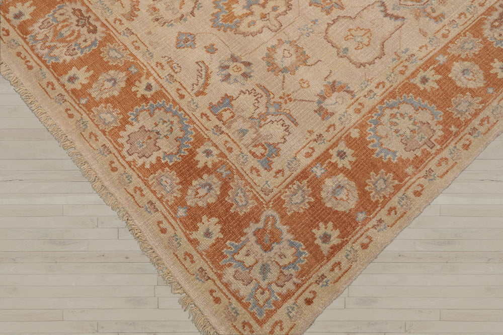 8x10 Tan, Caramel, Taupe Color Hand Knotted Oushak Wool Traditional Oriental Rug