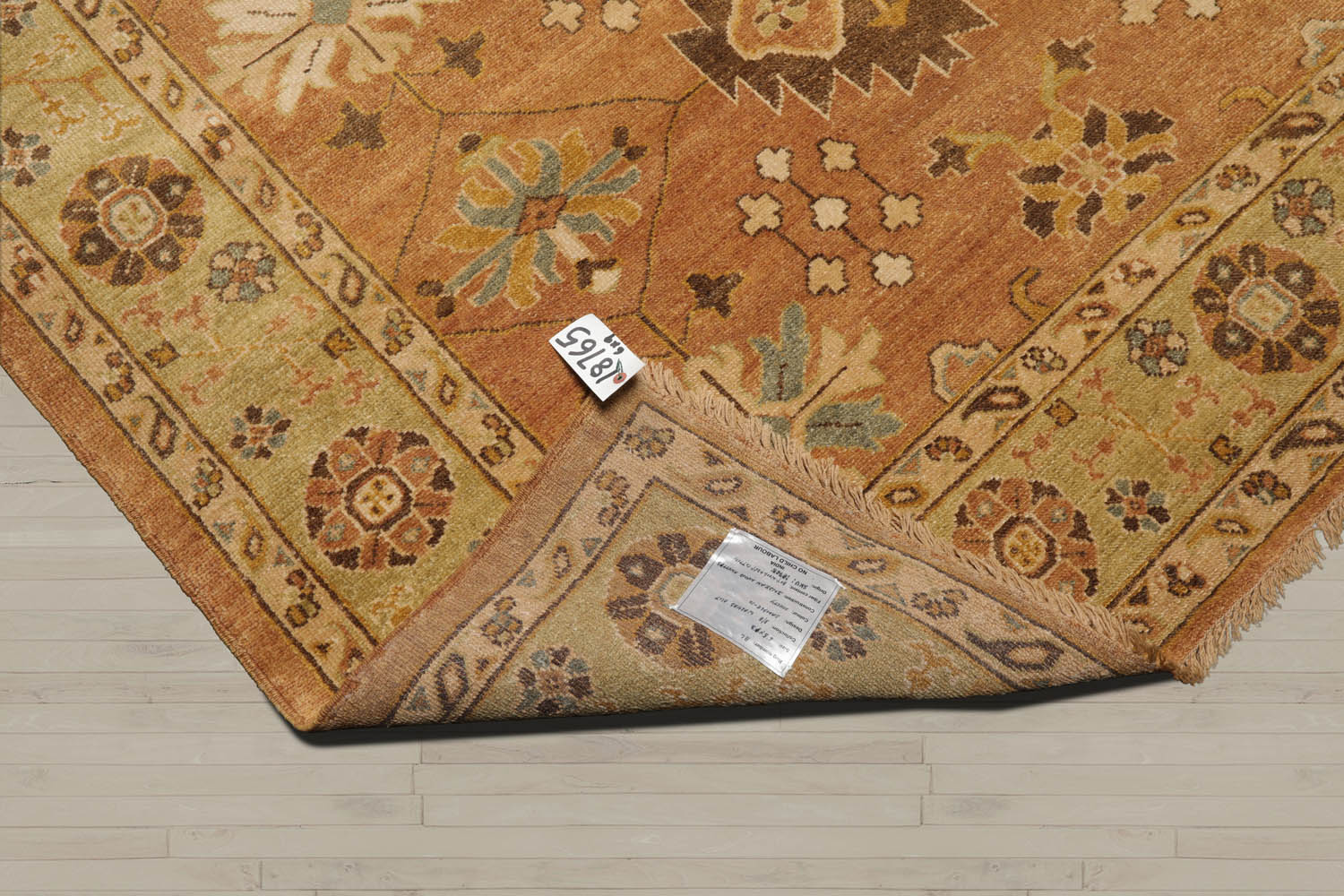 6x9 Caramel, Pistachio, Brown Color Hand Knotted Oushak Wool Traditional Oriental Rug