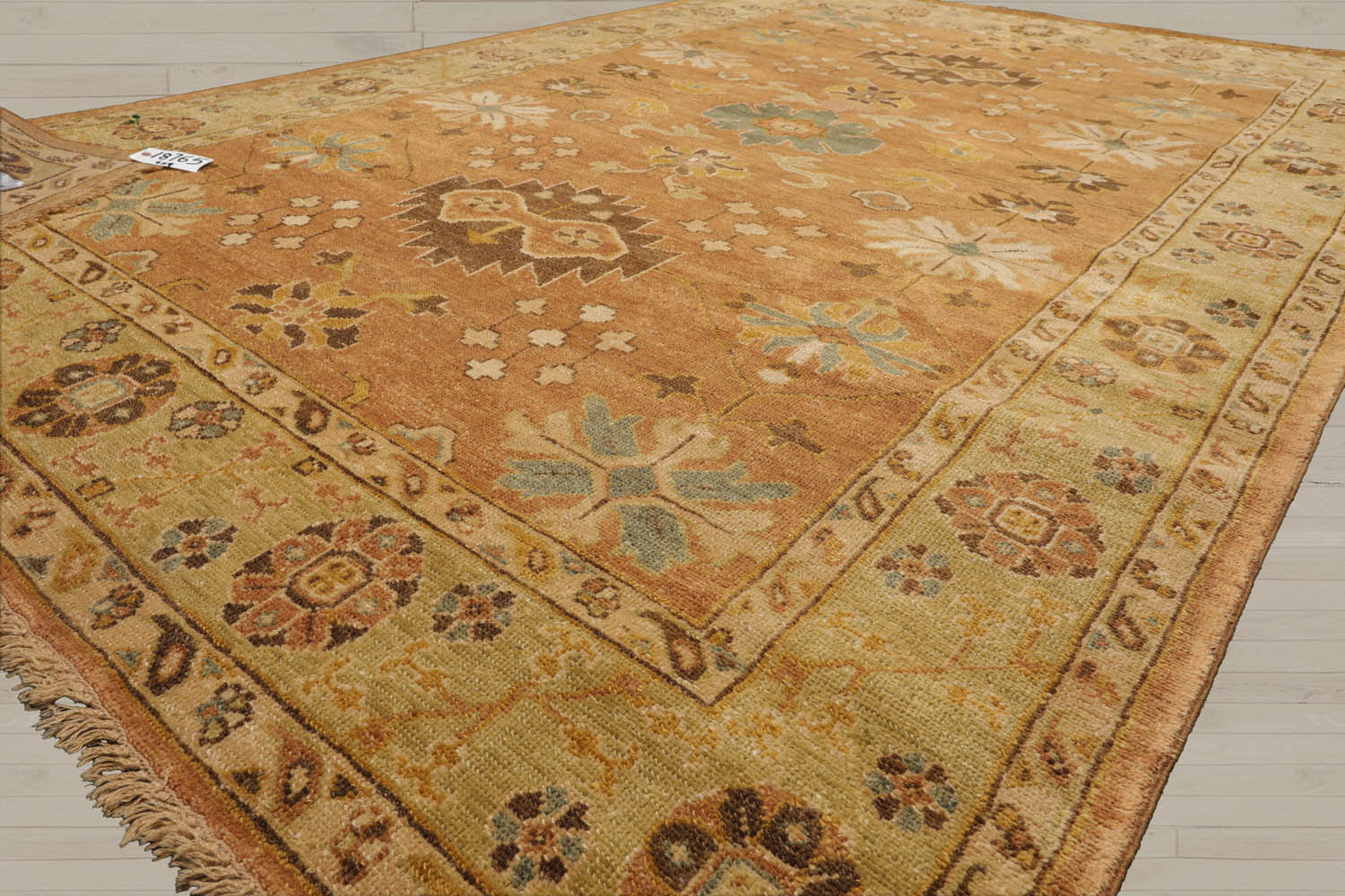 6x9 Caramel, Pistachio, Brown Color Hand Knotted Oushak Wool Traditional Oriental Rug