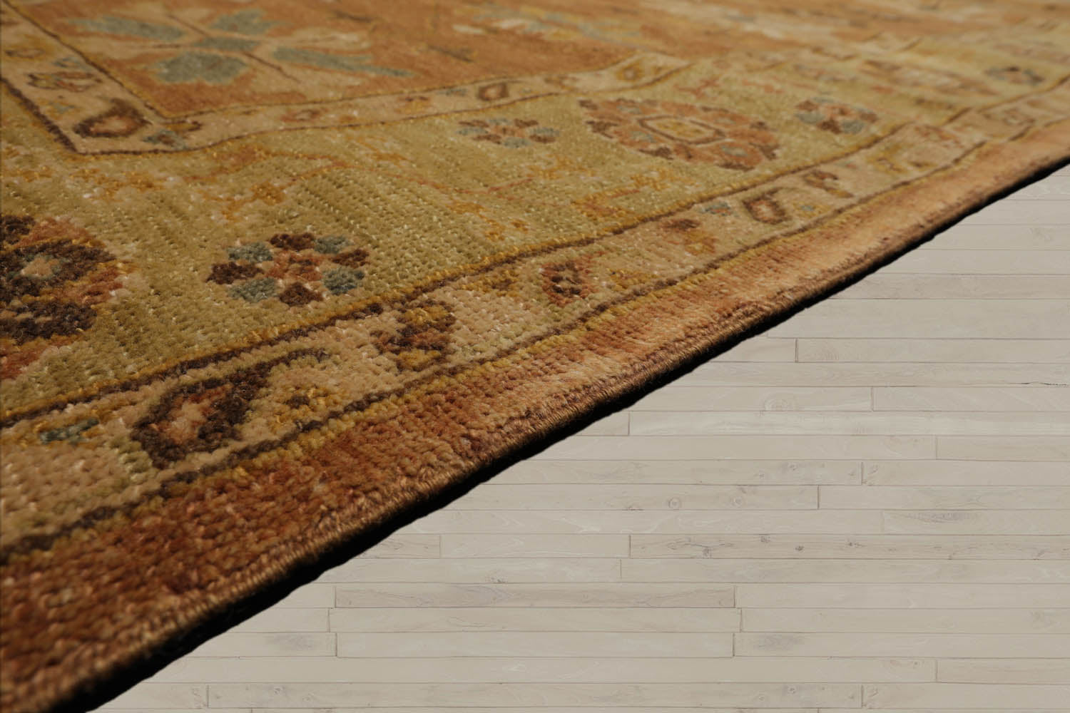 6x9 Caramel, Pistachio, Brown Color Hand Knotted Oushak Wool Traditional Oriental Rug