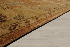 6x9 Caramel, Pistachio, Brown Color Hand Knotted Oushak Wool Traditional Oriental Rug