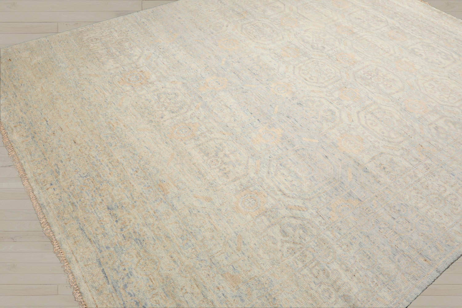8x10 Gray, Beige, Blue Color Hand Knotted Oushak Wool Transitional Oriental Rug