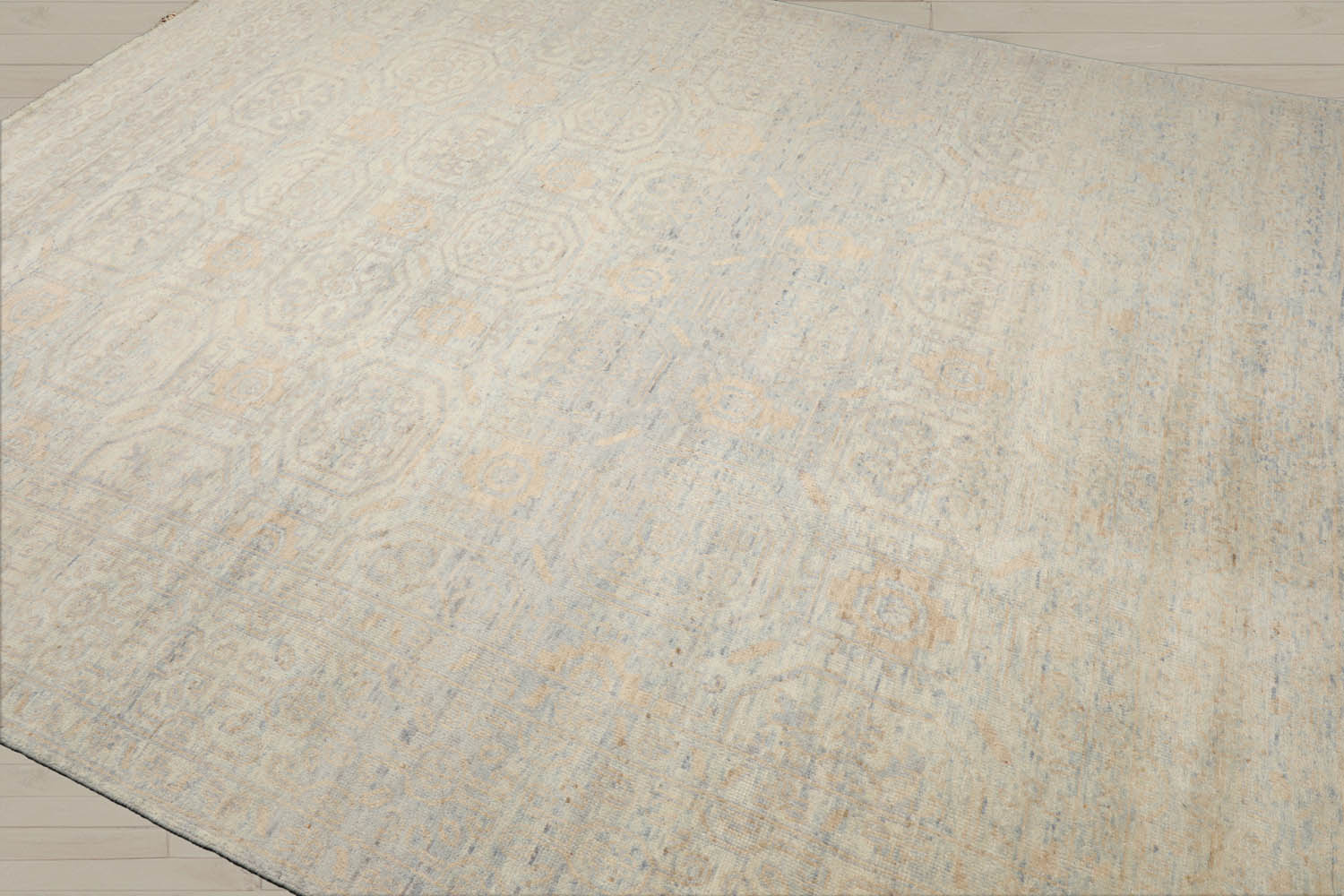 8x10 Gray, Beige, Blue Color Hand Knotted Oushak Wool Transitional Oriental Rug