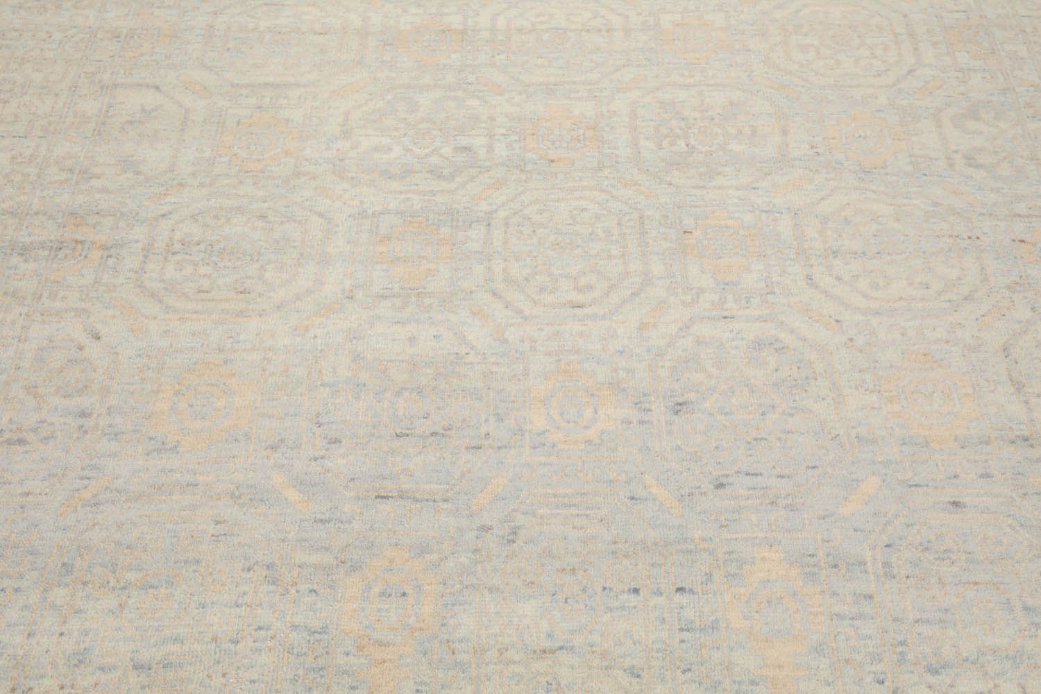 8x10 Gray, Beige, Blue Color Hand Knotted Oushak Wool Transitional Oriental Rug