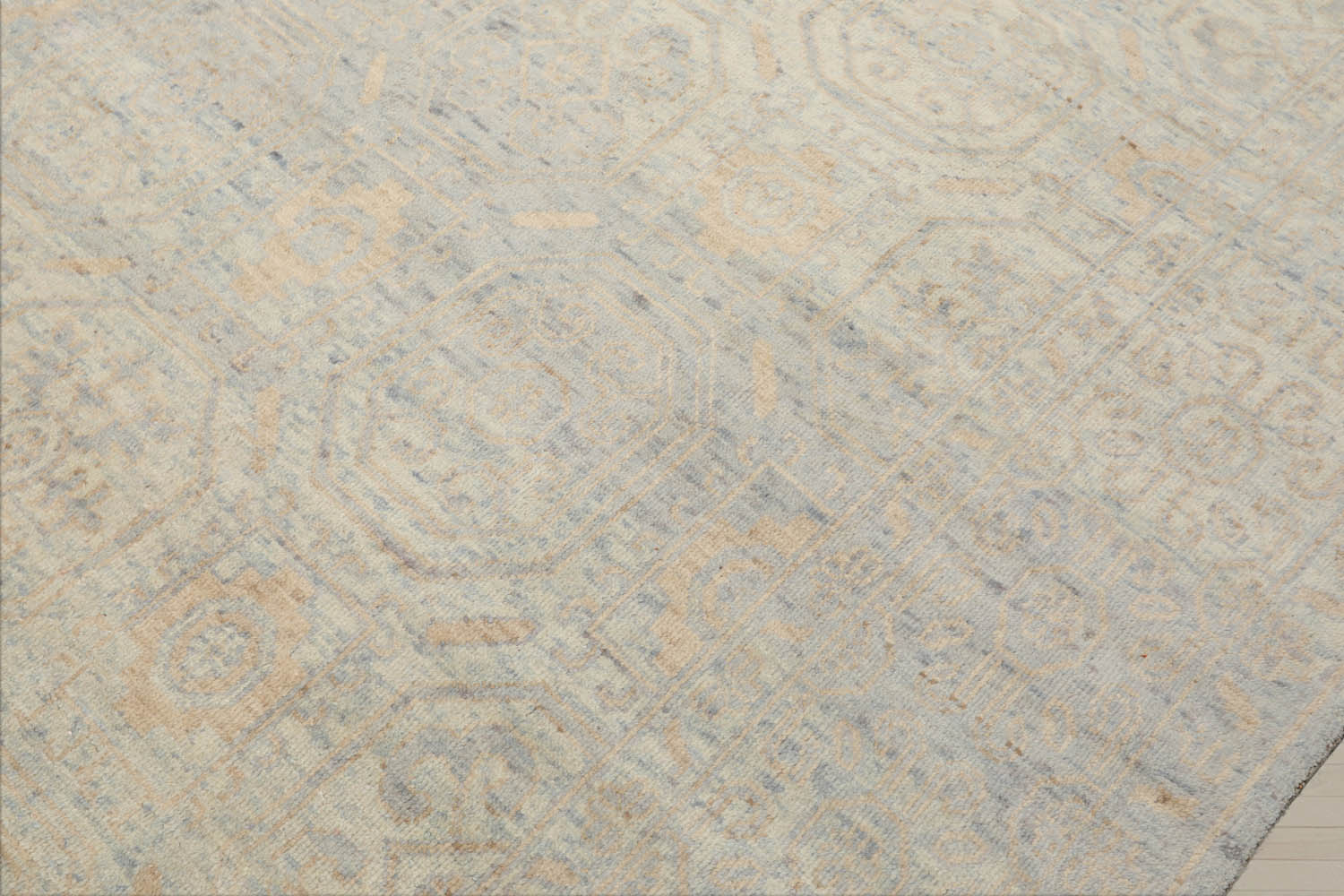 8x10 Gray, Beige, Blue Color Hand Knotted Oushak Wool Transitional Oriental Rug
