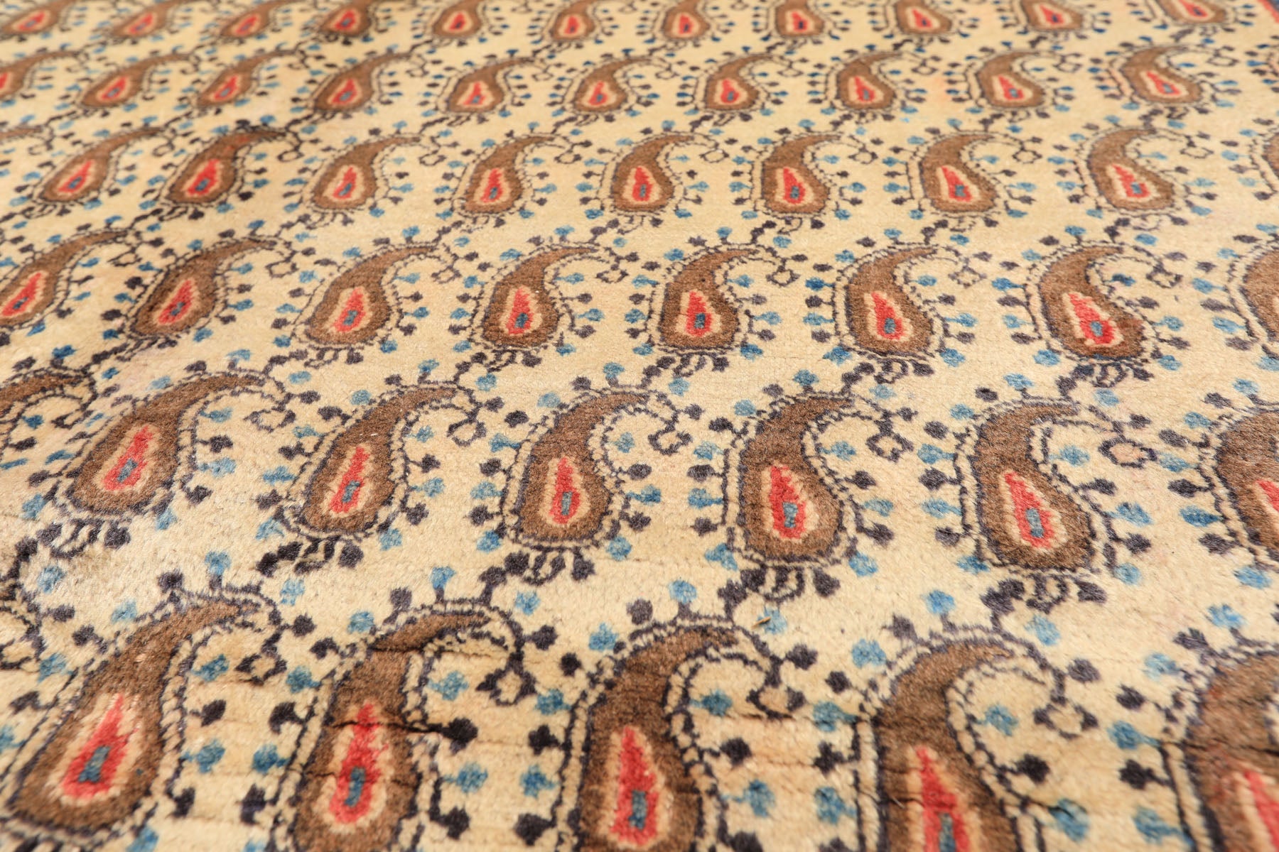 7x10 Beige, Camel, Blue Color Hand Knotted Birjand Wool Traditional Oriental Rug