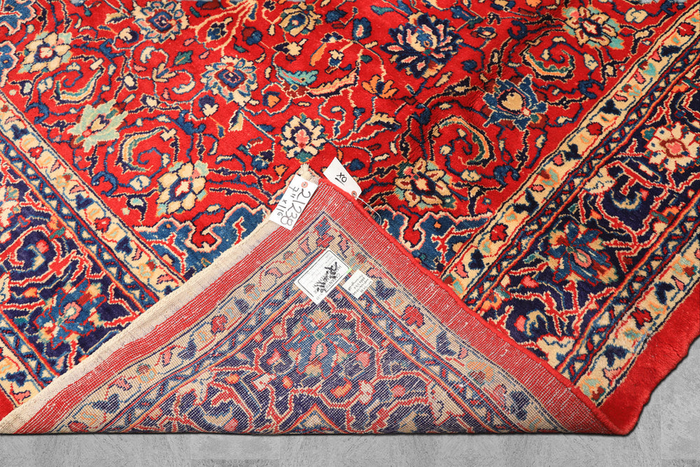 8x11 Red, Navy, Ivory Color Hand Knotted Sarouk Wool Traditional Oriental Rug