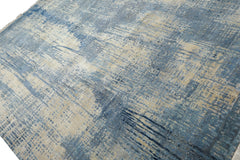 Knotted Rug Beige Blue Hand Knotted 8'x10' Sherpa Modern Contemporary Wool and Silk Oriental Area Rug