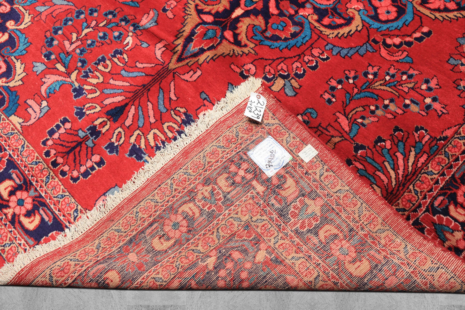 7x10 Red, Navy, Pink Color Hand Knotted Lilihan Wool Traditional Oriental Rug