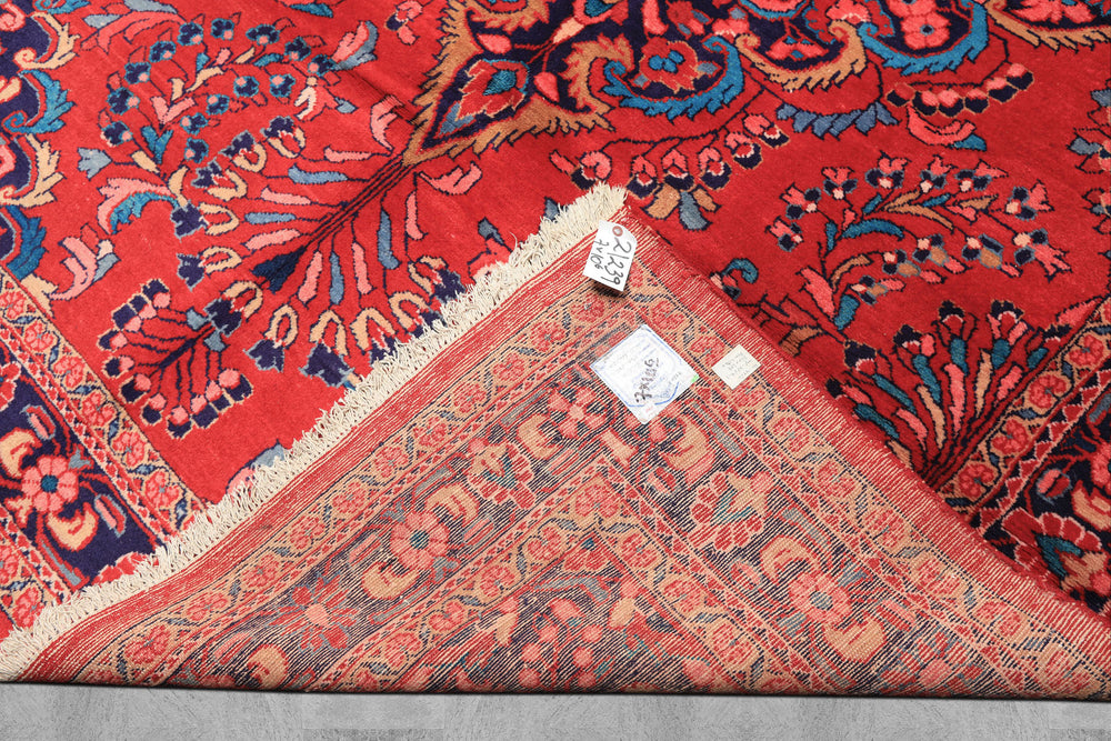 7x10 Red, Navy, Pink Color Hand Knotted Lilihan Wool Traditional Oriental Rug