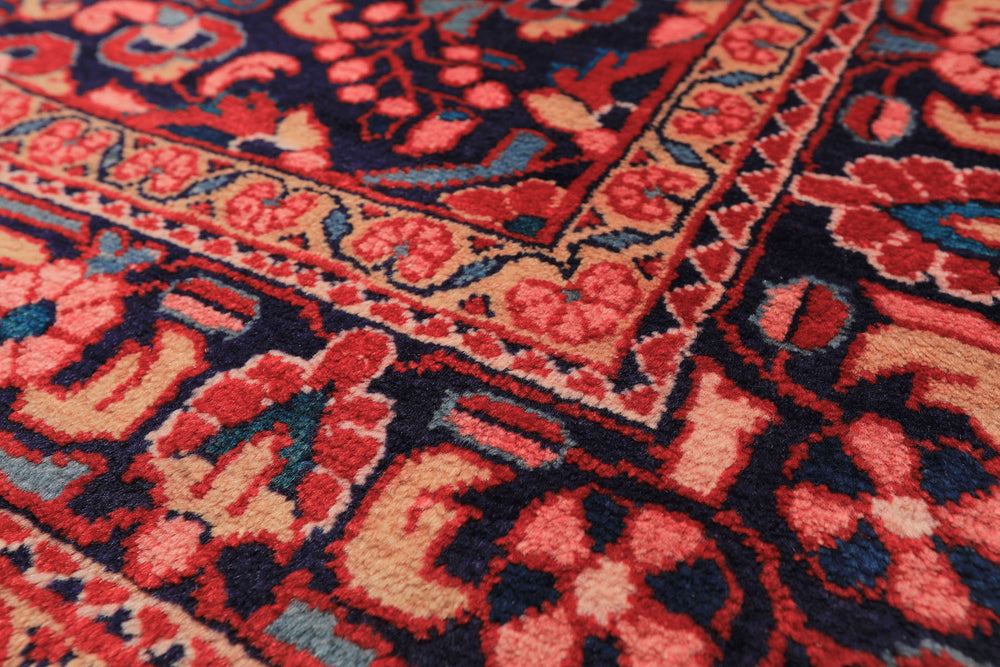 7x10 Red, Navy, Pink Color Hand Knotted Lilihan Wool Traditional Oriental Rug
