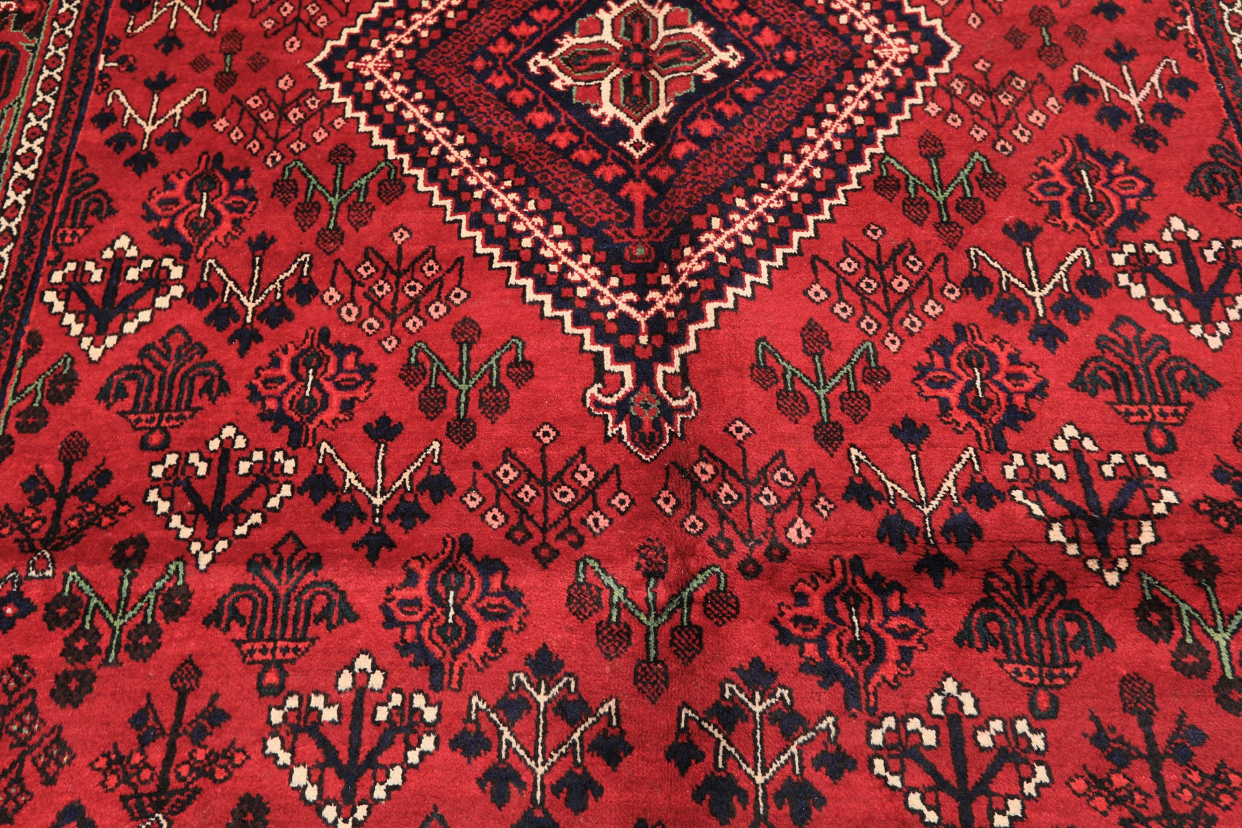 7x10 Burgundy, Charcoal, Ivory Color Hand Knotted Meimeh Wool Traditional Oriental Rug