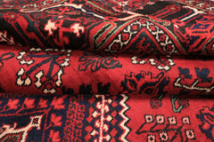 7x10 Burgundy, Charcoal, Ivory Color Hand Knotted Meimeh Wool Traditional Oriental Rug