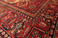 7x10 Light Gold, Ivory, Red Color Hand Knotted Meimeh Wool Traditional Oriental Rug