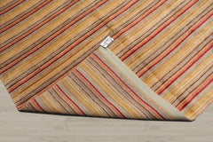 9x12 Gold, Beige, Aqua Color Hand Knotted Tibetan Silk Contemporary Oriental Rug