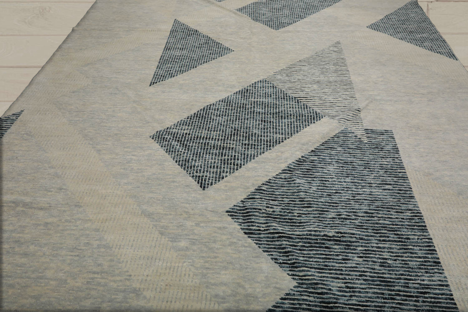 9x12 Ivory, Gray, Blue Color Hand Knotted Tibetan 100% Wool Modern Oriental Rug