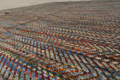 8x10 Gray, Blue, Orange Color Hand Knotted  Wool Modern Oriental Rug