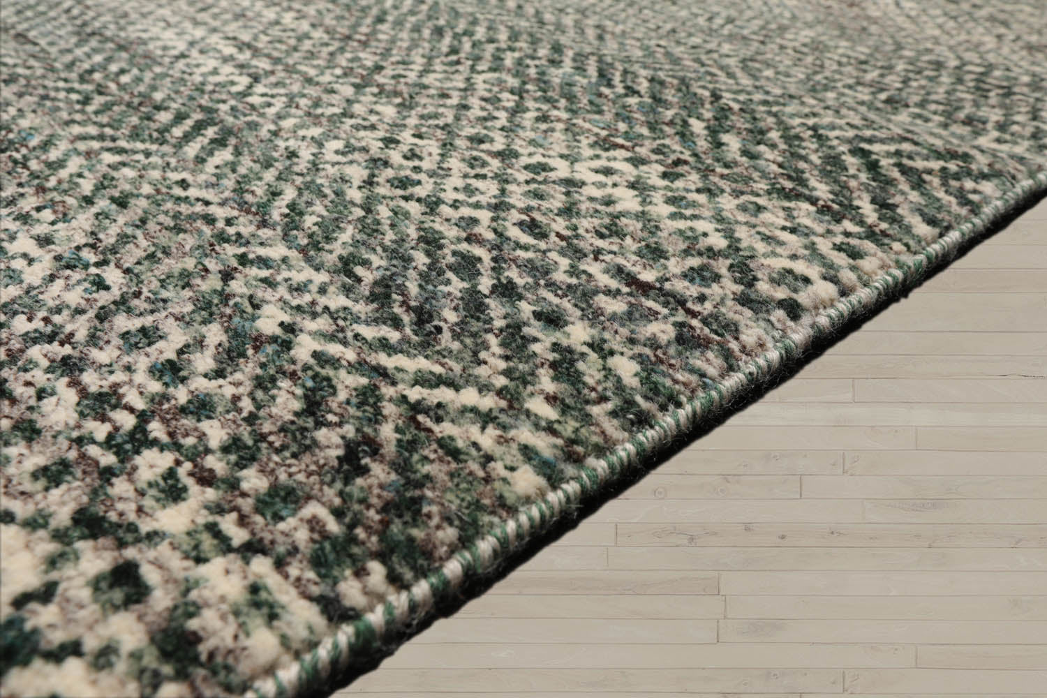 8x10 Ivory, Gray, Green Color Hand Knotted  Wool Contemporary Oriental Rug