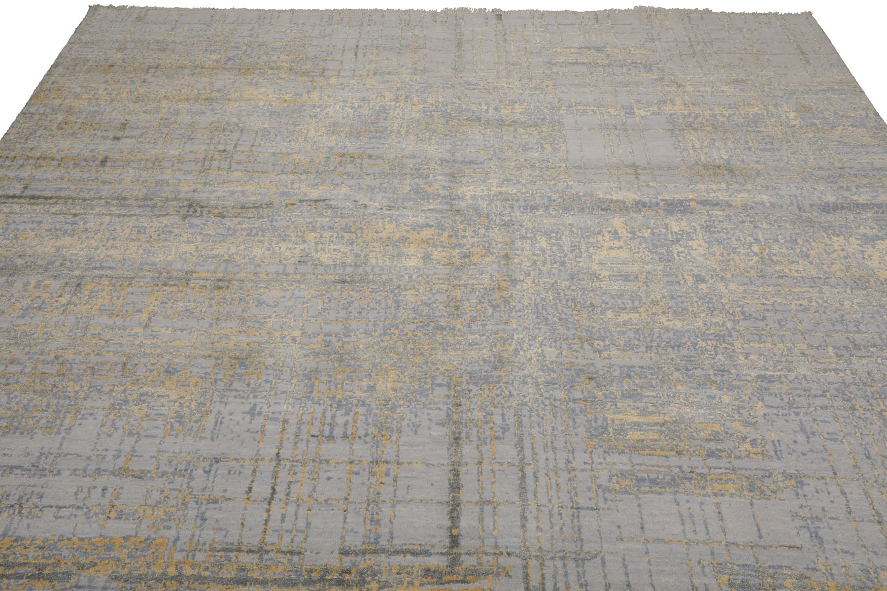 Knotted Rug Gray Beige Hand Knotted Multi Size Wool and Silk Sherpa Modern Rugs