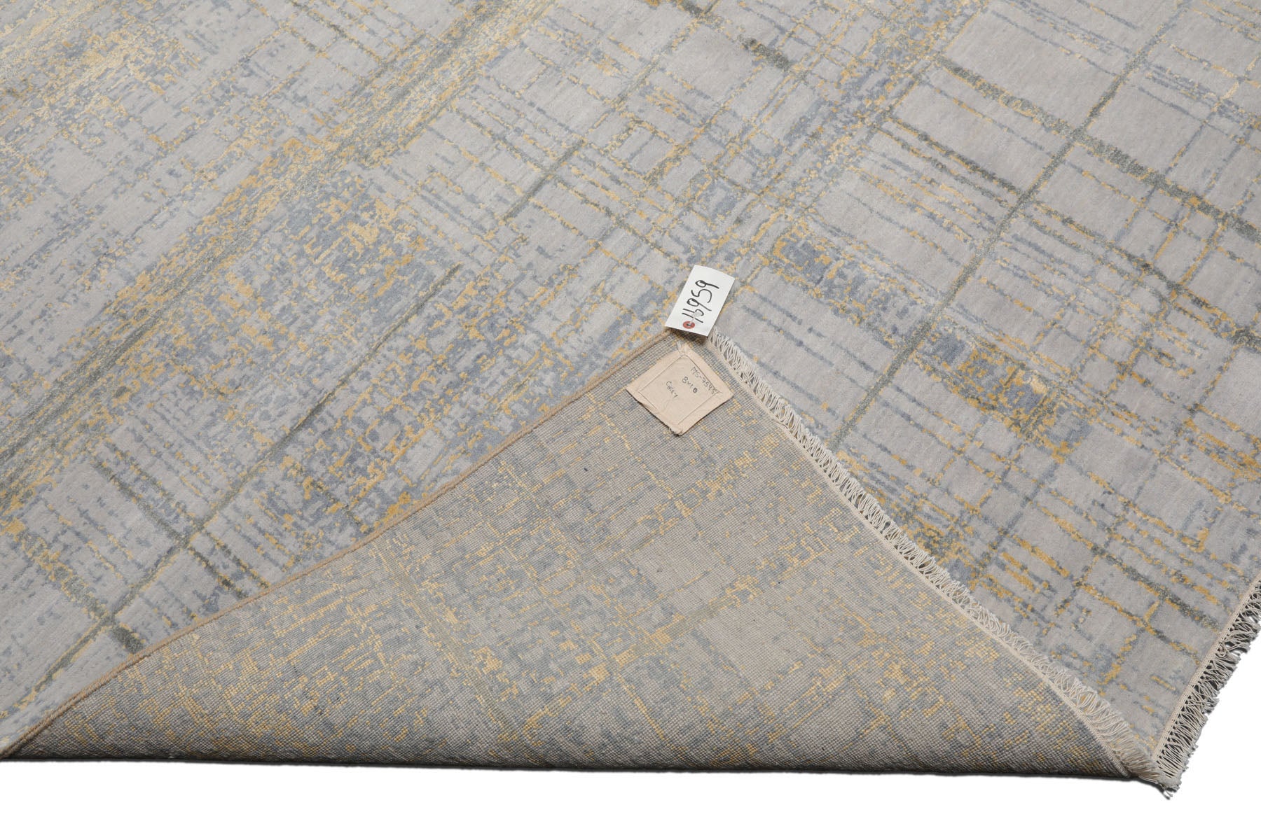 Knotted Rug Gray Beige Hand Knotted Multi Size Wool and Silk Sherpa Modern Rugs