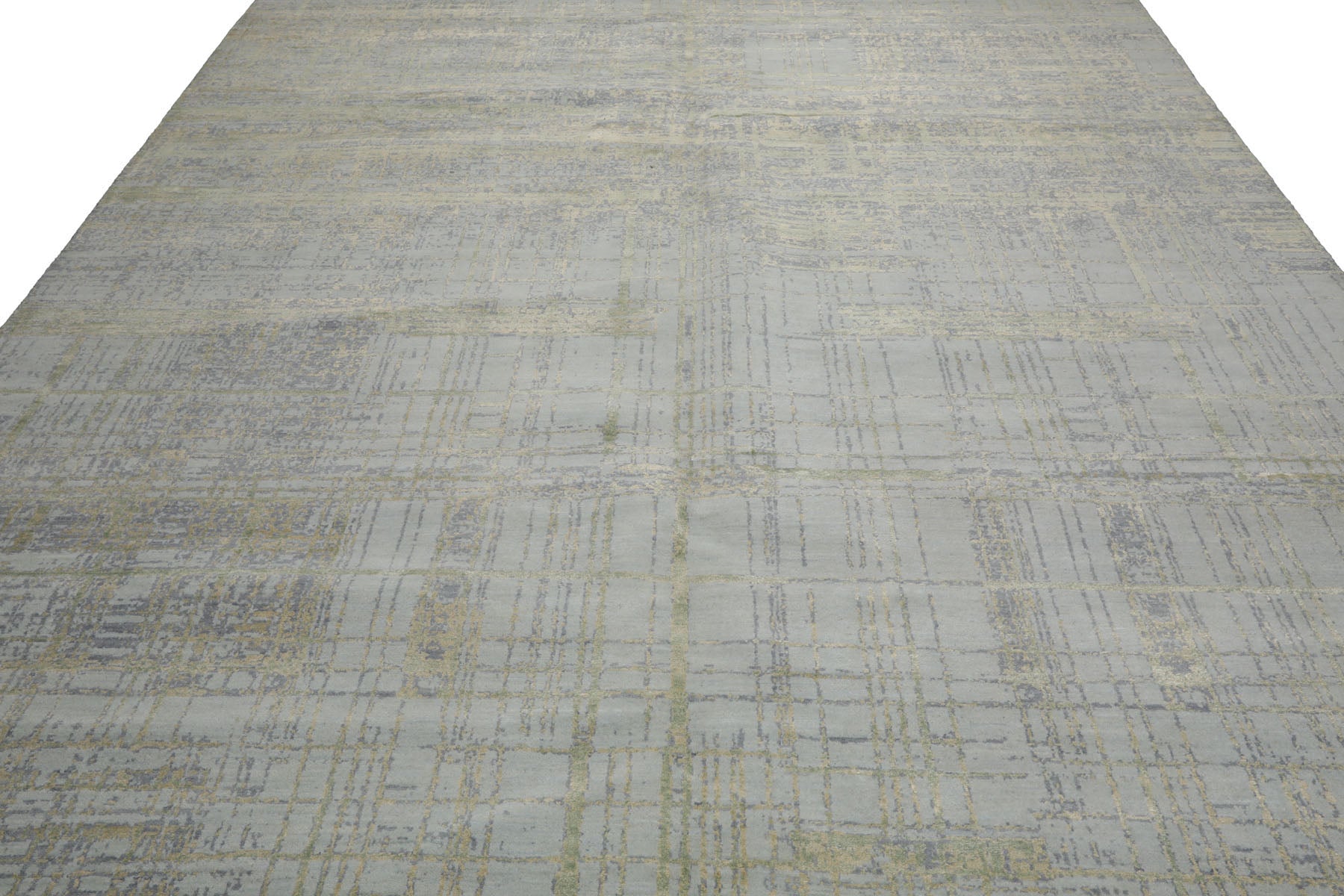 Knotted Rug Blue Green Hand Knotted Multi Size Wool and Silk Sherpa Modern Contemporary Rugs