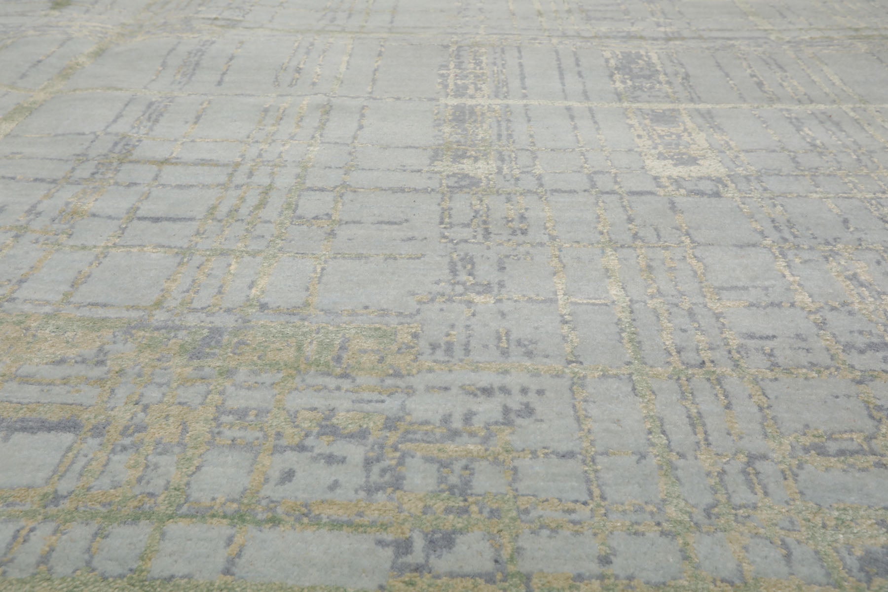 Knotted Rug Blue Green Hand Knotted Multi Size Wool and Silk Sherpa Modern Contemporary Rugs