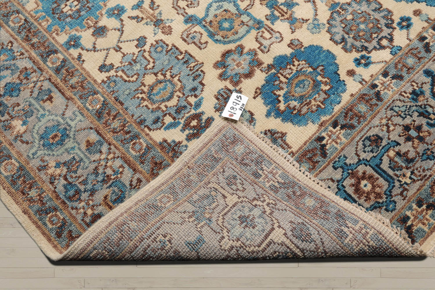 Multi Size Beige Gray Aqua Color Hand Knotted Oushak Wool  Oriental Rug