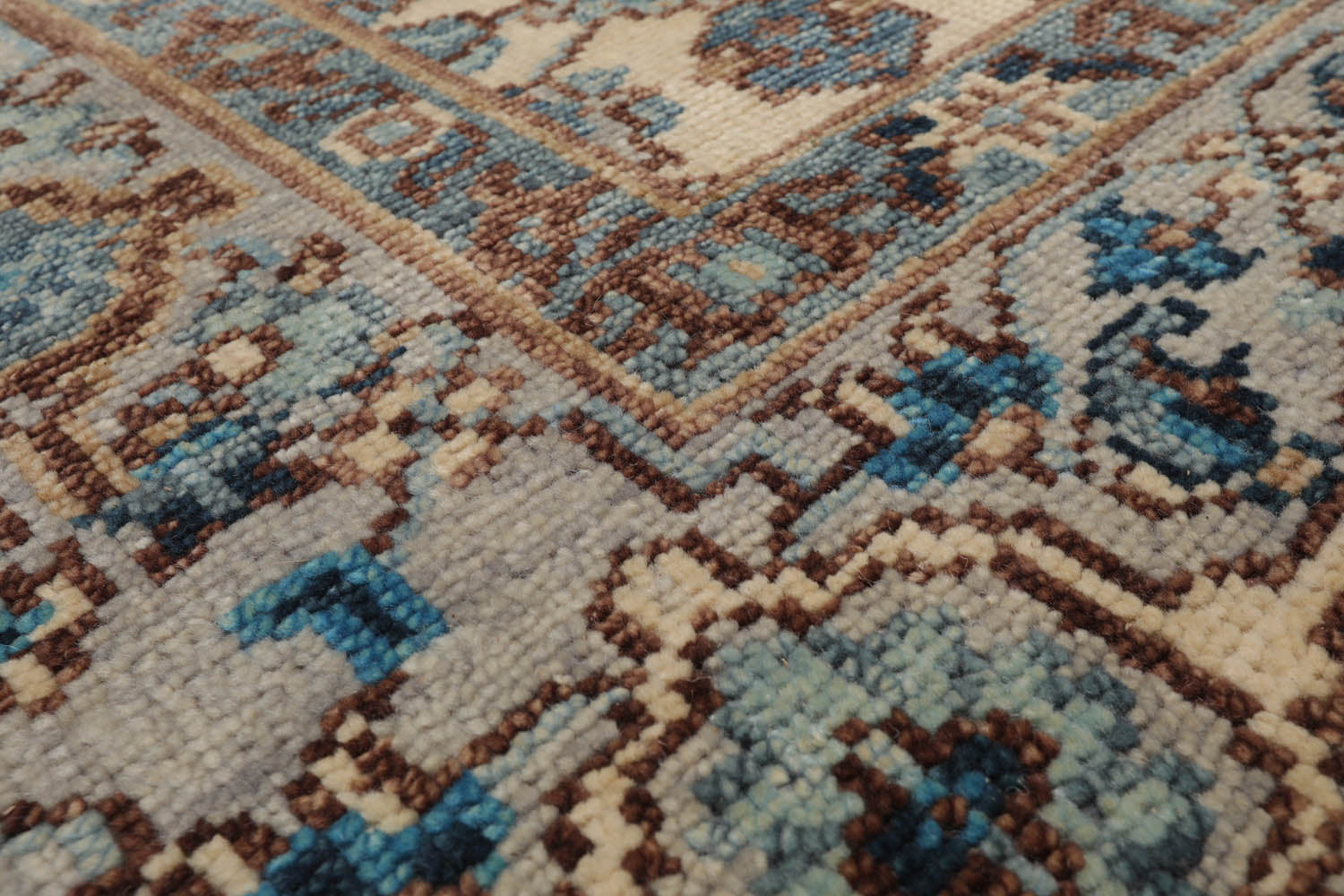 Multi Size Beige Gray Aqua Color Hand Knotted Oushak Wool  Oriental Rug