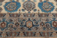 Multi Size Beige Gray Aqua Color Hand Knotted Oushak Wool  Oriental Rug