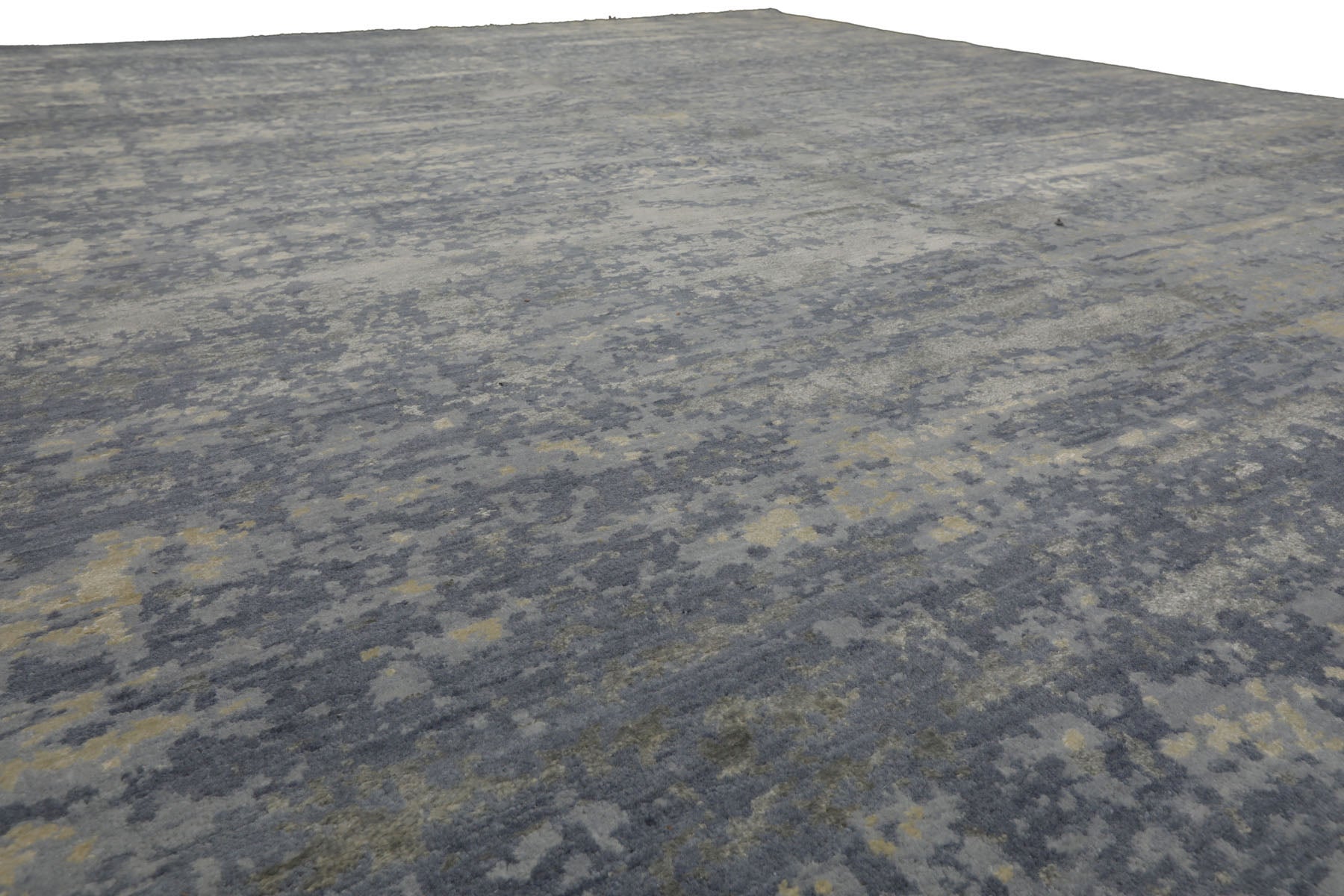 Knotted Rug Slate Gray Hand Knotted 8'x10' Tibetan Sherpa Modern Contemporary Wool and Silk Oriental Area Rug