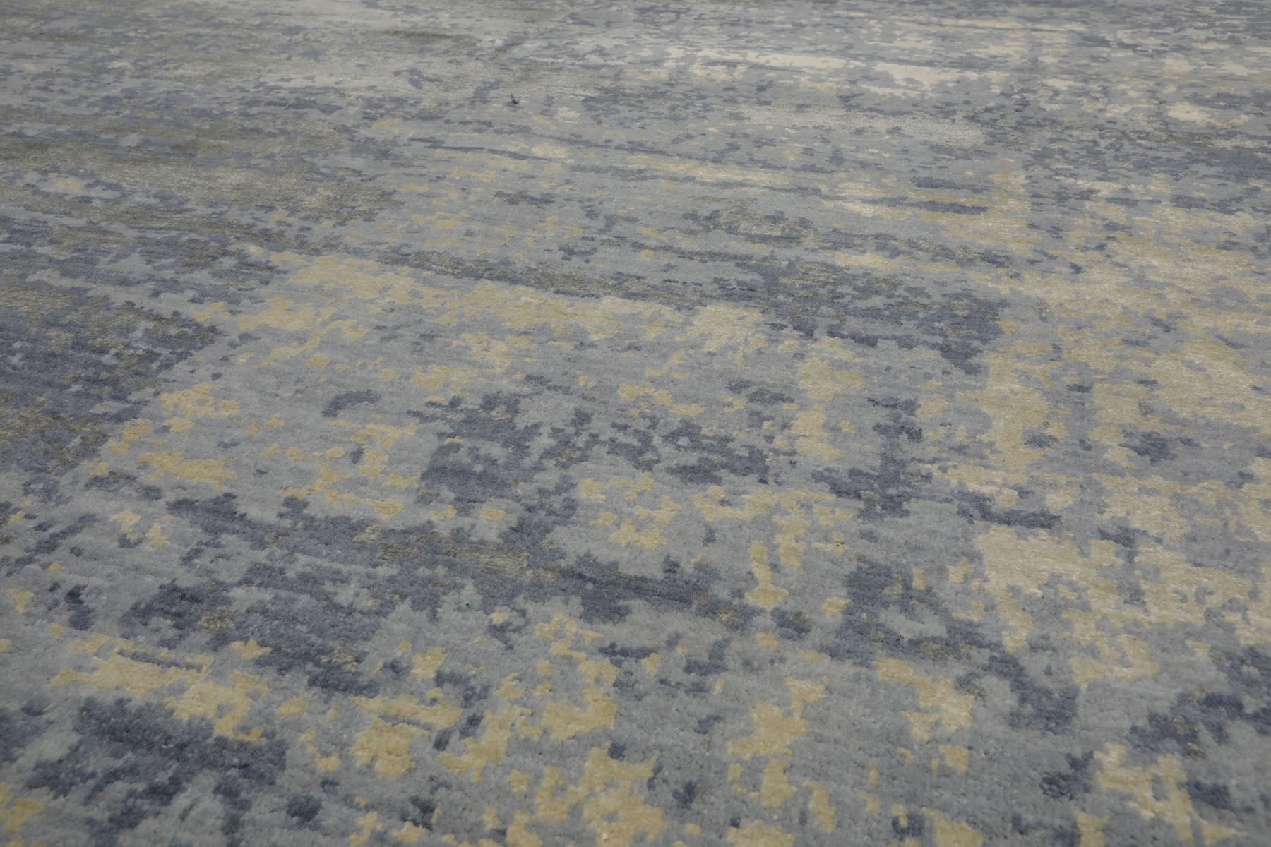 Knotted Rug Slate Gray Hand Knotted 8'x10' Tibetan Sherpa Modern Contemporary Wool and Silk Oriental Area Rug